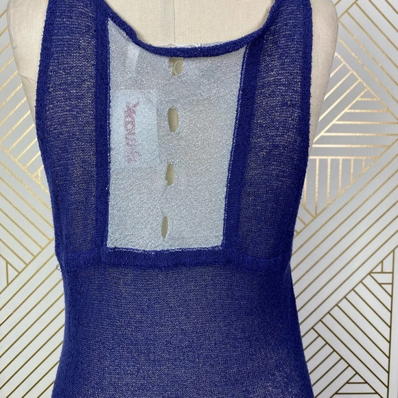 Qi Knit Tank Top Tunic Navy Blue Silver - Picture 8 of 11